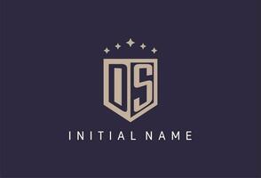 DS initial shield logo icon geometric style design vector