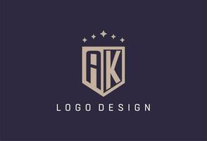 AK initial shield logo icon geometric style design vector