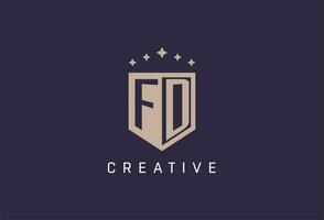 FD initial shield logo icon geometric style design vector