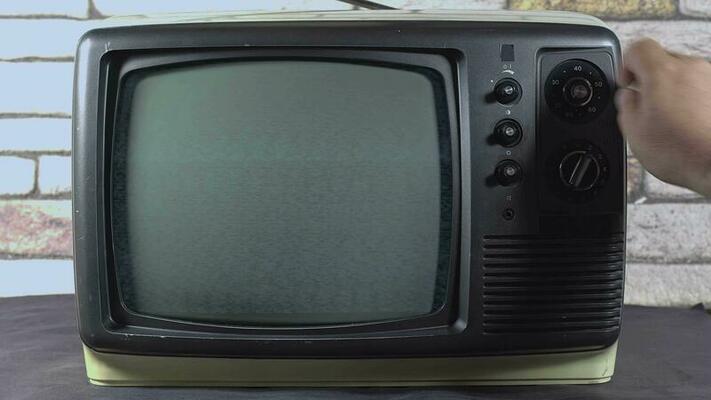 Manual Channel Tuning Noise Screen with Vintage Analog Tv