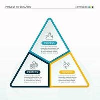 infografía proceso diseño con íconos y 3 opciones o pasos. vector