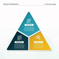 infografía proceso diseño con íconos y 3 opciones o pasos. vector