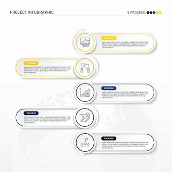 Infographic process design with icons and 5 options or steps. vector