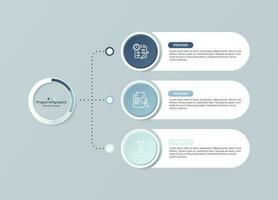 infografía proceso diseño con íconos y 3 opciones o pasos. vector