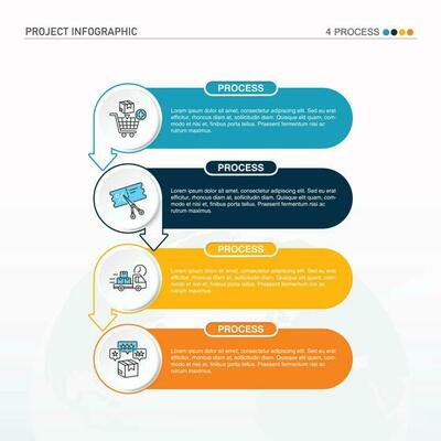 Infographic process design with icons and 4 options or steps.