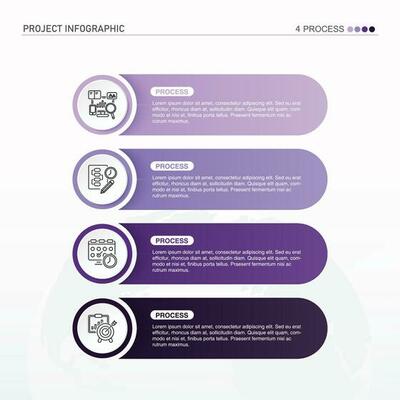 Infographic process design with icons and 4 options or steps.