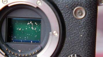 Dust in a camera sensor close up video