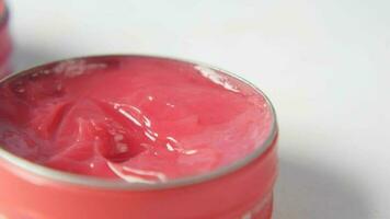 Close up of used petroleum jelly in a container video