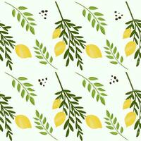 tropical seamless pattern with lemon fruit. Fruit repeat background. vector