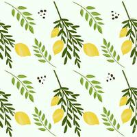 tropical seamless pattern with lemon fruit. Fruit repeat background. vector