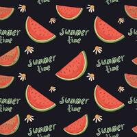 watermelon summer fruit seamless pattern vector