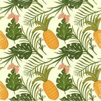 Summer pattern with tropical plant and exotic fruit seamless pattern. vector