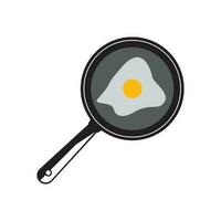 fried egg icon on the pan vector