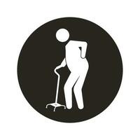 old man with crutches icon vector