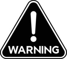 Warning sign triangle black and white single vector illustration for roads.