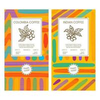 COFFEE PACKAGING SIMPLE Shapes Abstract Vintage Template Set vector