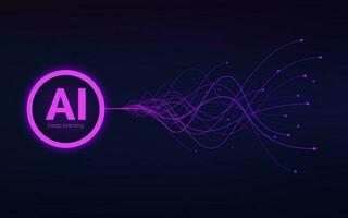 AI. artificial intelligence concept of neural networks. Abstract technology wavy background. Deep learning visualization. Wave equalizer. Vector illustration