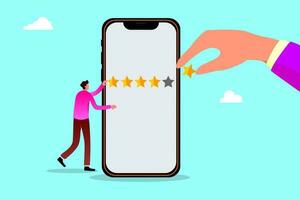 feedback from people who use service or application concept, Customer experience or customer review by giving rating 5 stars vector