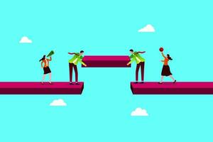 solution or teamwork idea, Build business bridge connect path together, cooperation or collaboration to success together concept vector