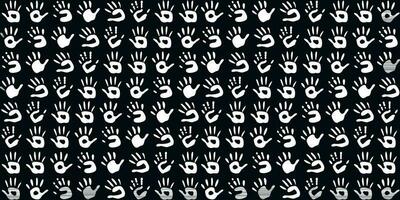 Flat vector painting tools in childish style. Hand drawn rectangle frame of palm prints