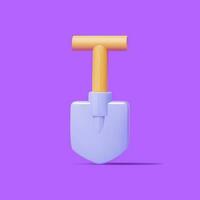 Shovel tool, 3D render, vector icon isolated.