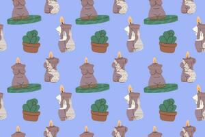 Seamless pattern with candles in the shape of a female body. vector