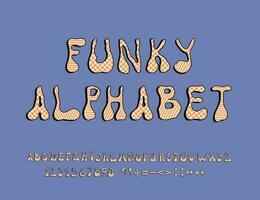 Funky alphabet, numbers, and symbols. Vector font for posters, logotypes, book covers, flyers, invitations, etc.