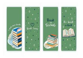 Cute Bookmarks. Set of paper bookmark templates for book lovers. Vertical postcards. Vector. vector