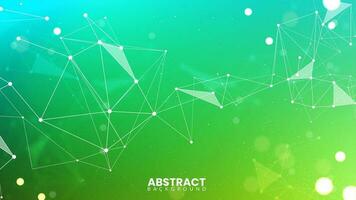 Green gradient background with plexus lines. Network connection dot. Abstract scientific wallpaper. Geometric background with abstract mesh. Molecular chemistry illustration for laboratory vector