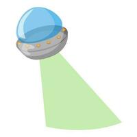 space flying ship with a beam of light. Alien flying saucer. vector illustration of ufo