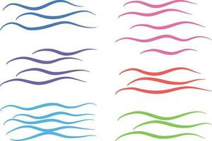 Set of water waves. Vector illustration isolated on a white background.