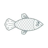 Colorful fish, sea animal. An inhabitant of the sea world, a cute underwater creature. Line art. vector