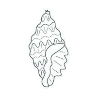 Sea shell, water inhabitant in flat cartoon style. vector