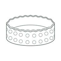 Dishes. Round baking dish, pan. Line art. vector