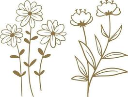 Set of hand drawn floral elements isolated on white background. Vector illustration.