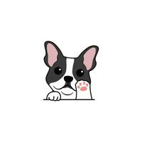 Vector cute bulldog puppy waving paw cartoon vector illustration