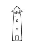 Lighthouse doodle icon. Vector illustration. Single isolated on a white background.