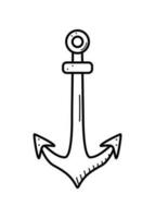 Ship anchor for mooring doodle icon. Vector illustration of the symbol of the sea and travel. Isolated on a white background.