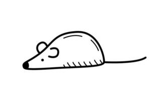 Mouse icon doodle. Vector illustration of a mouse or a toy for a cat. Isolate on white.