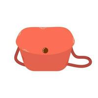 Isolated summer female red bag with strap in flat hand drawn vector style on white background. Stylish modern design.