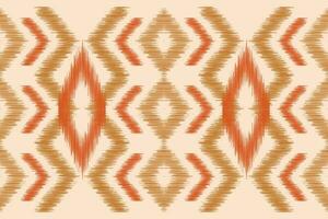 Ethnic Ikat fabric pattern geometric style.African Ikat embroidery Ethnic oriental pattern motifs brown cream background. Abstract,vector,illustration.Texture,clothing,scraf,decoration,carpet,silk. vector