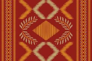 Ethnic Ikat fabric pattern geometric style.African Ikat embroidery Ethnic oriental pattern motifs red background. Abstract,vector,illustration.Texture,clothing,scraf,decoration,carpet,silk. vector