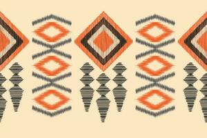 Ethnic Ikat fabric pattern geometric style.African Ikat embroidery Ethnic oriental pattern motifs brown cream background. Abstract,vector,illustration.Texture,clothing,scraf,decoration,carpet,silk. vector
