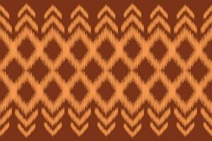 Ethnic Ikat fabric pattern geometric style.African Ikat embroidery Ethnic oriental pattern motif brown background. Abstract,vector,illustration.Texture,clothing,scraf,decoration,carpet,silk. vector