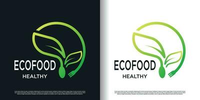 eco food logo design with creative concept premium vector