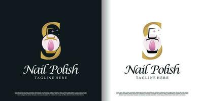 inicial letra s logo diseño modelo con uña polaco icono y creativo concepto prima vector