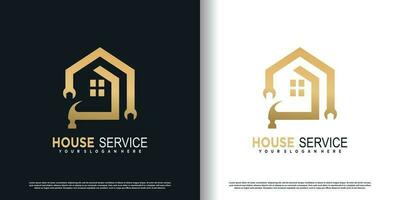 House service logo with creative unique element concept premium vector