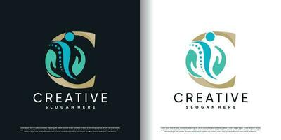 chiropractic logo design vector with initial C concept premium vector