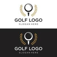 Golf ball and stick and golf course logo template design. Logo for professional golf team, golf club, tournament, business, event. vector