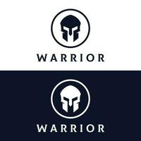 Simple Greek spartan warrior helmet Logo template design, with creative idea. vector